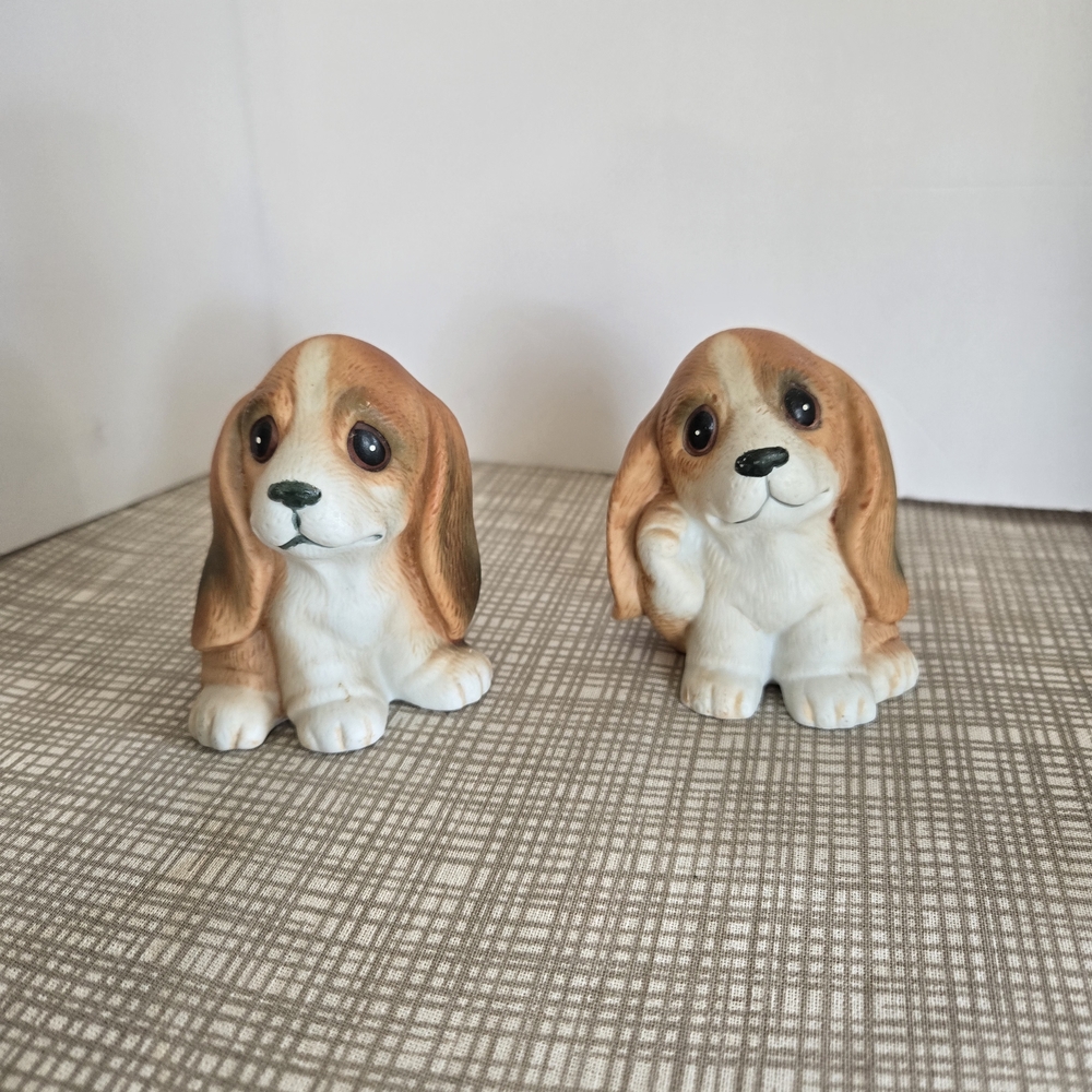 Homco Vintage Adorable Basset Hound Or Beagle Puppy Figurines. - Picture 1 of 5